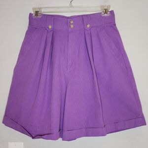 NWT Vintage Banana Republic Purple Shorts Highrise Pleated Cotton Size 12